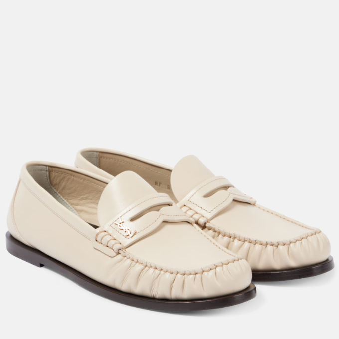 Saint Laurent Penny Loafers Beige